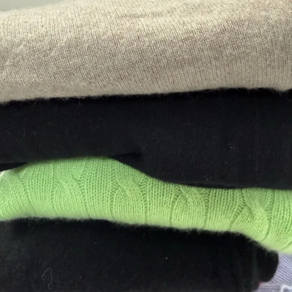 7 Piece Lot 100% Cashmere Sweater Craft Cutter Repurpose Recycle Lavender Black